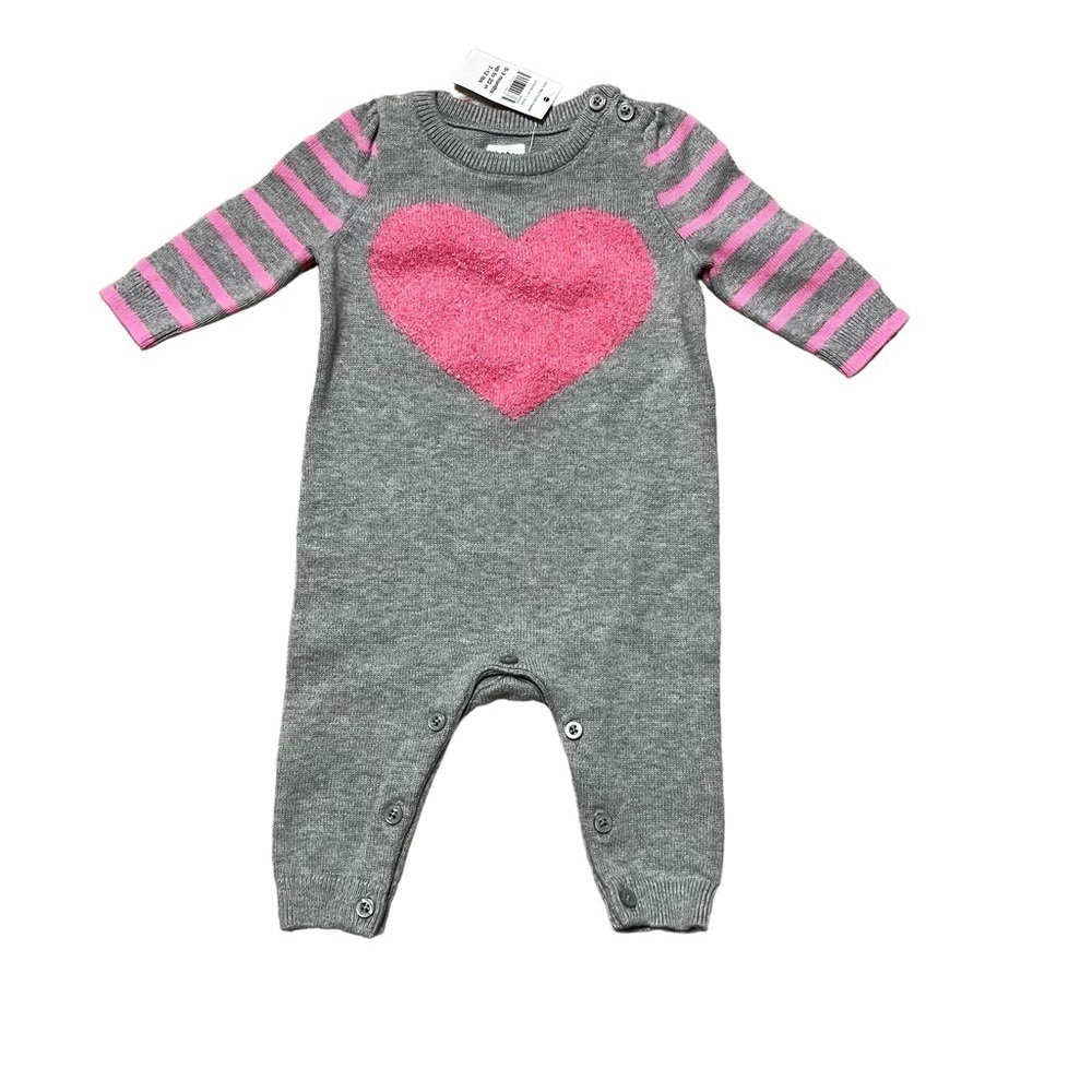 Gap Baby Knit Jumpsuit with Striped Sleeves and Heart
